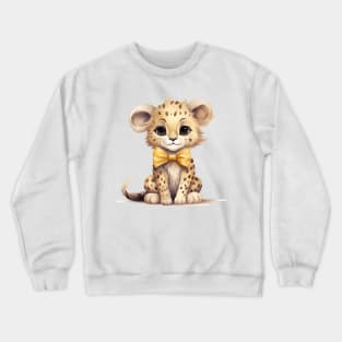 Cheetah Wearing Bow Crewneck Sweatshirt